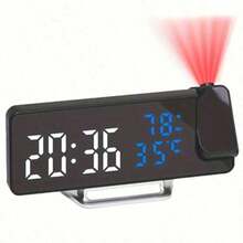 [LED Alarm Clock] LED Digital Projection Alarm Clock | Modern, Adjustable Brightness, 12/24H Format, Temperature, Date & Humidity Display, USB Powered For Bedroom, Home Office (Adapter/Battery Not Included) Room Decor Digital Clock Bedroom Decor Dormitory Decor Back To School School Decor School Surprise Home Decor School Supplies - multicolor - View 16