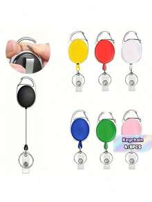 4/8 piezas, llavero de color aleatorio, tarjetero retráctil, cuerda colgante para llavero, clip para cinturón, usado para llavero, tarjeta de identificación, clip para insignia - Multicolor - Ver 2