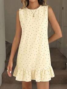 Easowa Women's Printed Mini Dress Suitable For Spring And Summer - Apricot - View 5