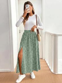 SHEIN Tall CURVE 大尺碼度假休閒碎花裙 - 彩色 - 查看 4