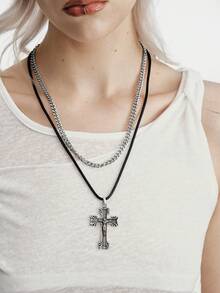 MortiRose Collar con colgante de cruz - Multicolor - Ver 1