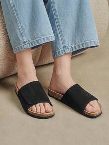 Solecia Women Casual Versatile Plush Round Toe Fluffy Flat Slippers For Christmas Summer - Black - View 10