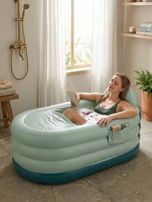 1 pieza Bañera inflable portátil para adultos con bomba de pie - Fácil de inflar y drenar, adecuada para SPA en casa, baño caliente/frío, plegable para almacenamiento - Regalo perfecto - A - Ver 7