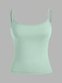 SHEIN PETITE CURVE 大尺碼女款 3件組緊身休閒細肩帶背心上衣 - 彩色 - 查看 10