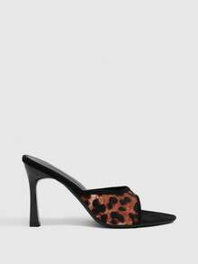 CUCCOO SZL Leopard Print Pointed Toe Slim Heel Sandals, Outerwear, Sexy Babes High Heels Summer - leopard print - View 2