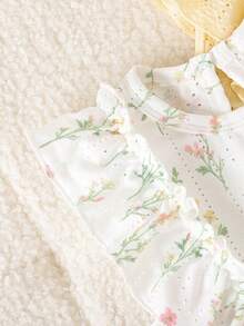 SHEIN Playful Pals [女童甜美荷葉袖上衣]夏季新款嬰兒鏤空刺繡花卉無袖T恤兒童蕾絲外套背心多色可選 - 彩色 - 查看 10