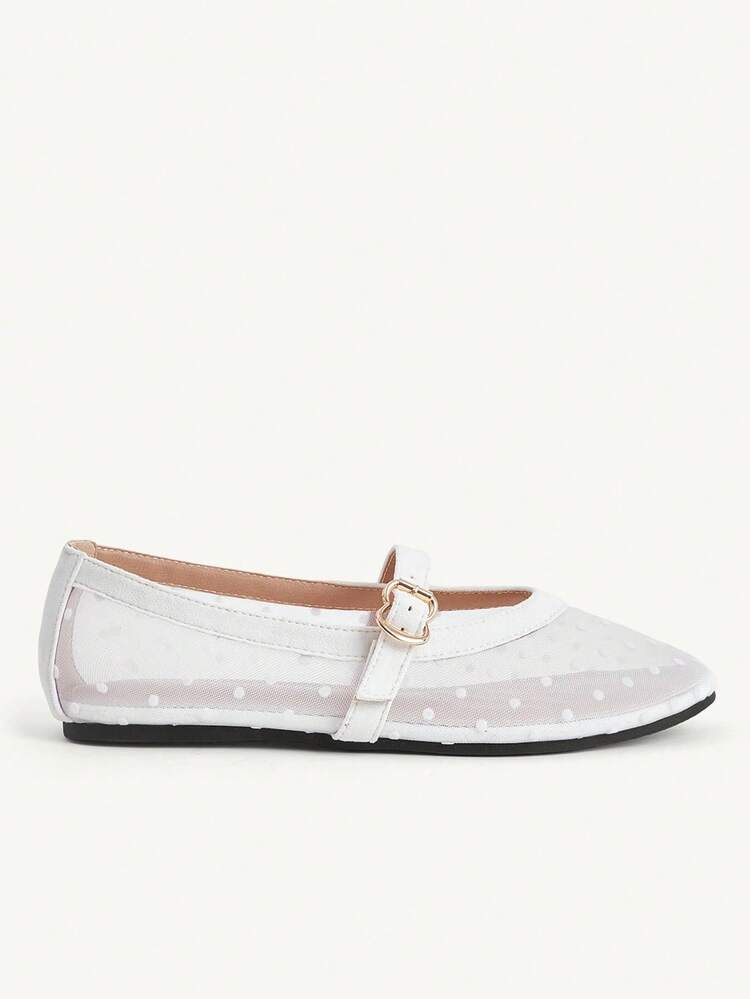 CUCCOO CHICEST Women's Shoes, Classic Fashion Simple Round Toe Flat Shoes, Polka Dot Mesh Yarn Breathable And Not Stuffy Feet, Comfortable Temperament Commuting Versatile Women's Shoes