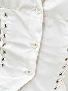 Jeanoix Women's Streetwear Sexy Y2k Goth Slim Fit Strap Design Shirt Club Night Out White Summer - White - View 6