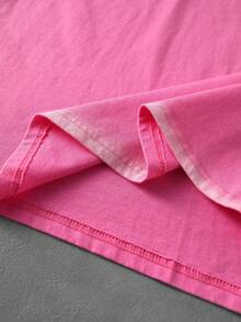 ROMWE MEN Men's Hand-Painted Spray Edge Loose Fit Tank Top - Hot Pink - View 5
