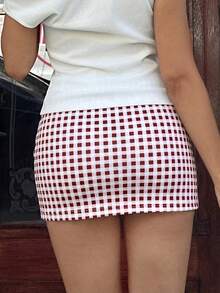MainGRL 春夏女款青春休閒活力辣妹格紋裙褲 - 彩色 - 查看 2