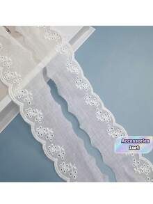 1PC, Approximately 273CM,DIY Clothing Accessories With Lace, White Cotton Embroidery Lace, Fashionable Clothing Skirt Edge Decoration Lace Lace - White - View 1
