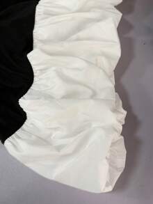 GlowEve CURVE 大尺碼黑白拼接牛奶絲泡泡裙腰身洋裝，優雅婚禮派對迷你雞尾酒洋裝，附荷葉邊裙襬 - 黑與白 - 查看 3