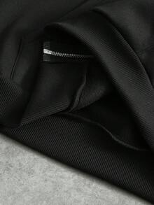 Manfinity Roghcode Men's Zip-Up Letter Pattern Hooded Sweatshirt - Black - View 7
