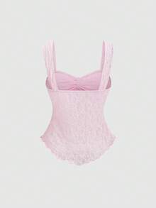 Sweetra Spring/Summer New Wide Strap Bow Textured Fabric Top, Sweet And Fashionable, Suitable For Daily Wear - Baby Pink - View 2