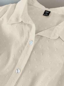 GlowEve CURVE Camisa casual de mujer talla grande de unicolor con botones simples y volantes en el dobladillo - Albaricoque - Ver 5