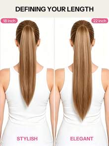 Pony Tails Real Hair Extension Ponytail Extension Human Hair Medium Brown Highlighted Strawberry Blonde Hair Extensions Invisible Wrap Around Ponytail Human Hair For Women Daily Work - SP4/27 - View 5