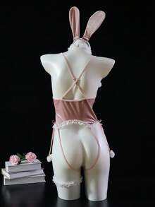 Dansine Christmas Bunny Girl Costume Lingerie, Role Play Sleepwear - Pink - View 2