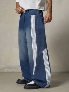 FRESIVO Men's Vintage Washed Blue Webbing Pants - Blue - View 6
