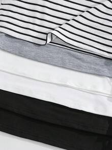 SHEIN 6pcs/Set Kids Tween Boys' Casual Street Versatile Crew Neck Undershirt Camisole,Suitable For Commuting,School,Daily Wear,Sports,Spring/Summer - Multicolor - View 7