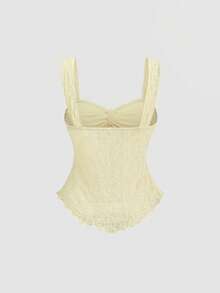 Sweetra Spring/Summer New Wide Strap Bow Textured Fabric Top, Sweet And Fashionable, Suitable For Daily Wear - Light Yellow - View 2