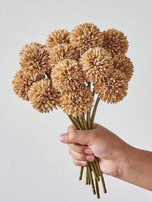 1/4/8/16/24Pcs Artificial Chrysanthemum Dandelion Hydrangea Flower Bunch Faux Floral Bouquet For Gift Wedding Home Office Cafe Party Decor Back To School Room Decoration Must Have - Khaki - View 5