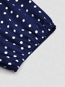 Sweetra Elegante lässige Damenbluse in großen Größen mit Criss-Cross-Design, Plissee und süßem Polka-Dot-Muster - Verschiedenfarbig - Übersicht 3