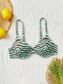 Bellisia Spaghetti Strap Zebra Print Bikini Swimwear, Summer Beach - Mint Green - View 3