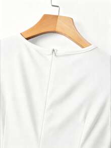 SHEIN Franclia 女款圓點拼接撞色圓領休閒派對短洋裝 - 白色 - 查看 4
