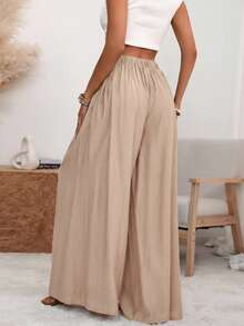 Women Pants - 卡其色 - 查看 2