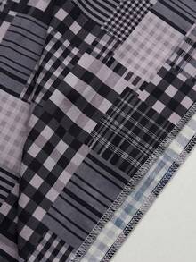 Sunspun Plaid Patchwork Casual Bodycon Dress - Black - View 5
