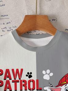 SHEIN | PAW Patrol 小男孩圓領字母卡通印花休閒百搭日常穿著短袖T恤 - 白色 - 查看 5