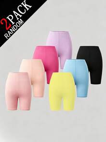 1 Set de Leggings para Niñas Preadolescentes Estilo Caja Sorpresa 2 Piezas Incluyendo Estilos Básicos Sólidos Multicolor Cubriendo Rosa Claro, - Multicolor - Ver 2
