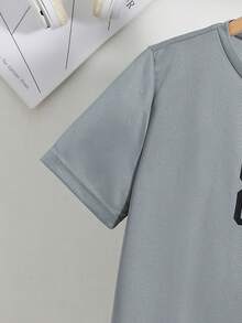 SHEIN 青少年男孩 2件/套 休閒舒適百搭對比字母圖案印花短袖上衣與長褲套裝，適合春/夏，日常穿著、運動、外出、學校、派對、節慶、拍照 - 彩色 - 查看 6