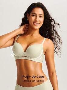 LUVLETTE Wireless Push Up T-Shirt Basic SizeFreedom Bra Comfortable Must-Haves Invisible Green Bra - Mint Green - View 5