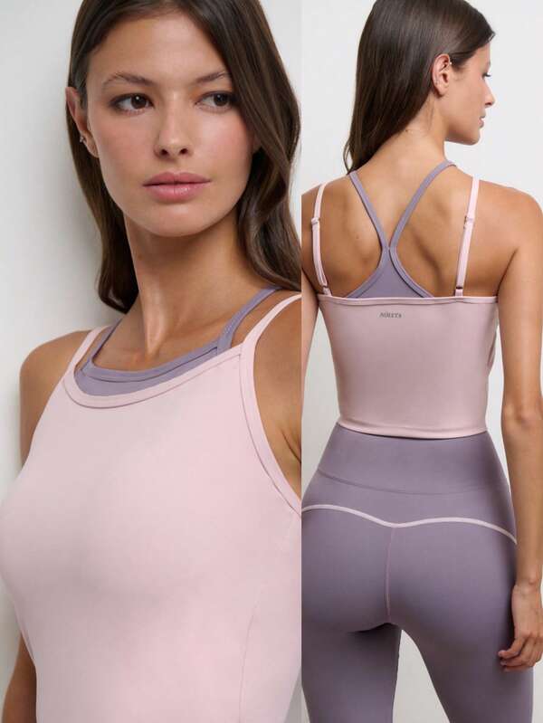 Nöista Layering Straps Top, Adjustable Straps And Removable Pads, Sport's Tee, Activewear, Barre, Yoga.