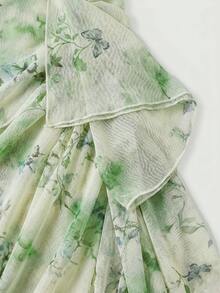 2026 New vestidos casual  Vestido de mujer con unicolor, volantes fruncidos y dobladillo asimétrico, vestido de tirantes azul, conjunto de ropa de verano para mujer, atuendos para despedida - Verde - Ver 6