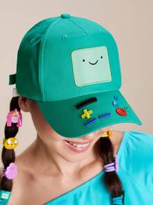 ADVENTURE TIME X SHEIN 升級版時尚經典休閒基本百搭運動黑灰色簡約天使之翼刺繡女款棒球帽，休閒防曬日常穿搭，版型挺立不變形，禮物首選，派對、節日、情人節適用 - 綠色 - 查看 2