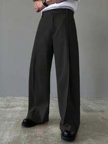 HUEFORM Pantalones anchos de unicolor versátiles y casuales para hombres, otoño - Negro - Ver 4