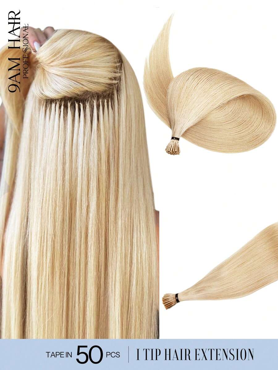 50pcs I Tip Hair Straight Light Brown #18K 150% 18-22 Inch Remy Human Hair I Tip Hair Extension Light Brown Color Hair Extensions - S22 - View 1