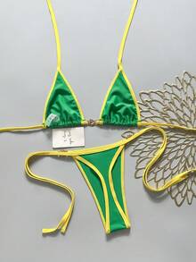 Bonvoyette 性感綁帶掛脖三角杯女款比基尼兩件套 - 彩色 - 查看 6
