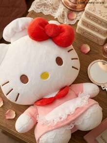 HELLO KITTY AND FRIENDS | Joivida 1pc Plush Toy With Red Bow And Lace Apron Pattern, Perfect For Living Room, Bedroom, Dressing Table, Home D R, An Ideal Gift For Holidays, Parties, Valentine's Day, Suitable For Adults, Teens, Family & Friends, Spring To Summer - White - View 5