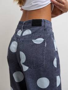 Nöista Jeans de pierna ancha con lunares y cintura alta para streetwear, festival y estilo Y2K. - Azul - Ver 6