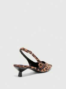 CUCCOO BIZCHIC Korean Pointed Aura Full Of Casual Style Slingback Shoes For Women's Summer New Outer Wear Kitten Heel Low Heel Non-Grinding Shoes - leopard print - View 8