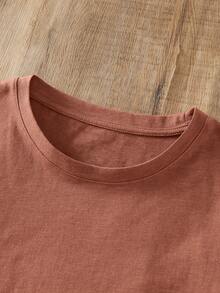 NostaNoir Solid Round Neck Tee - Rust Brown - View 3