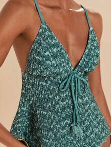 Travachic Women's Textured Lace-Up Sexy Camisole Top And Triangle Bikini Bottom Swimsuit Set Bathing Suit For Women - Multicolor - View 7