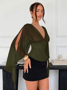Women Blouses & Shirts - 軍綠色 - 查看 7