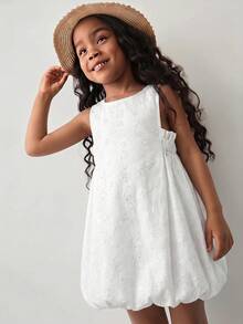 Maija Kids Maija Kids 少女休闲无袖镂空刺绣收腰碎花连衣裙，适合外出、居家、度假、日常穿着，春夏皆宜。 - 白色 - 查看 5