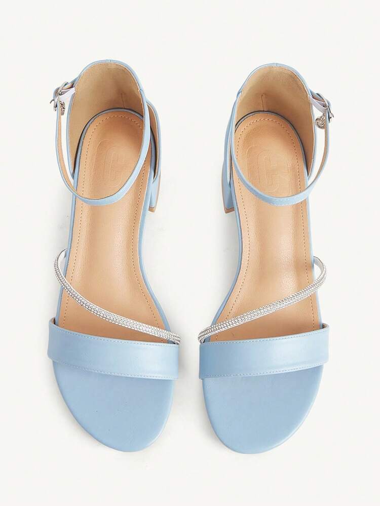CUCCOO CHICEST Women's Fashion High-Heeled Sandals, Rhinestone Buckle Thick Heel PU Global Four Seasons Commute Elegant Festival Office Outdoor Daily Wear