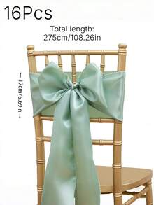 8/12/16/24-Piece Set Of Rose Gold Satin Chair Backs With Bows, Suitable For Wedding Banquets And Birthday Party Decorations. - Ratgrass green - View 10