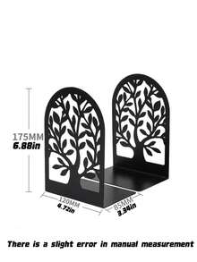 Hollow Metal Bookends With Natural Floral Patterns, Perfect For Organizing And Decorating Shelves And Bookcases. An Artistic Gift For Book Lovers, Avid Readers, And Office Staff. - One Size - View 5